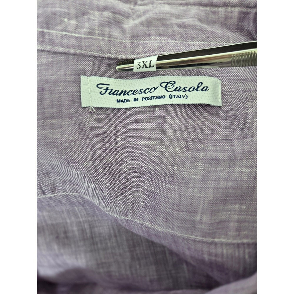 NWOT-Francesco Casola Mens Shirt, 3XL LS 100% Linen Italy Lavendar Breathable